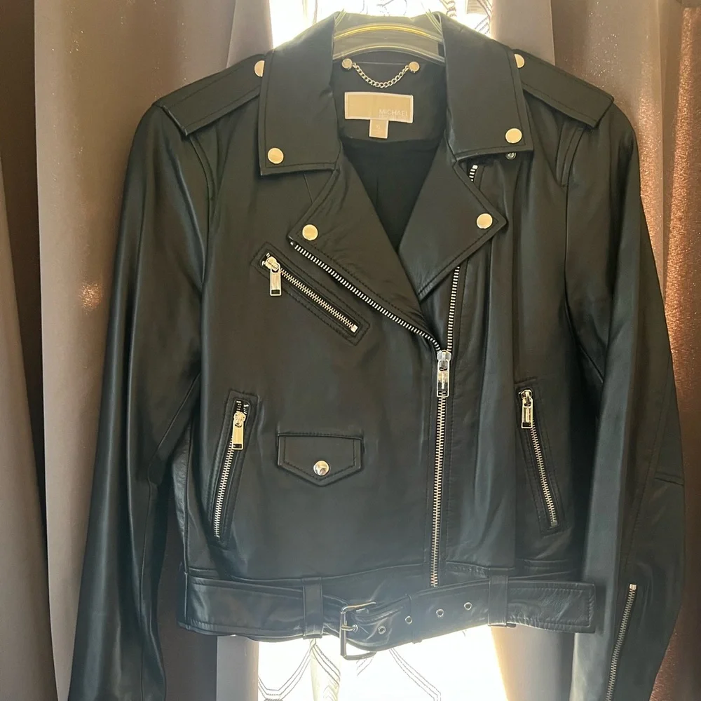 Michael Kors Moto Leather Jacket - Picture 3 of 10